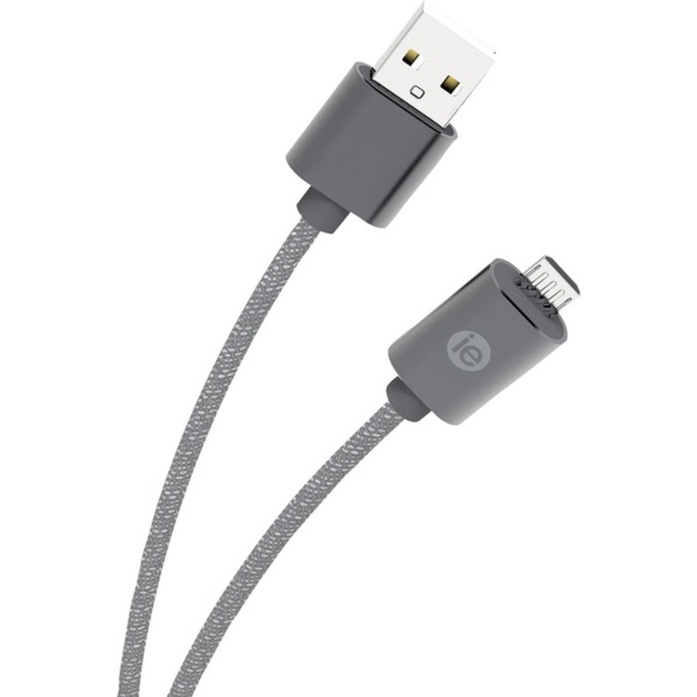 iEssentials(R) IEN-BC6M-GRY Charge & Sync Braided Micro USB to USB Cab