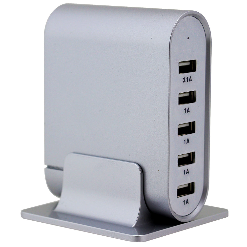 Trexonic 7.1A 5-Port Universal USB Compact Charging Station, Silver