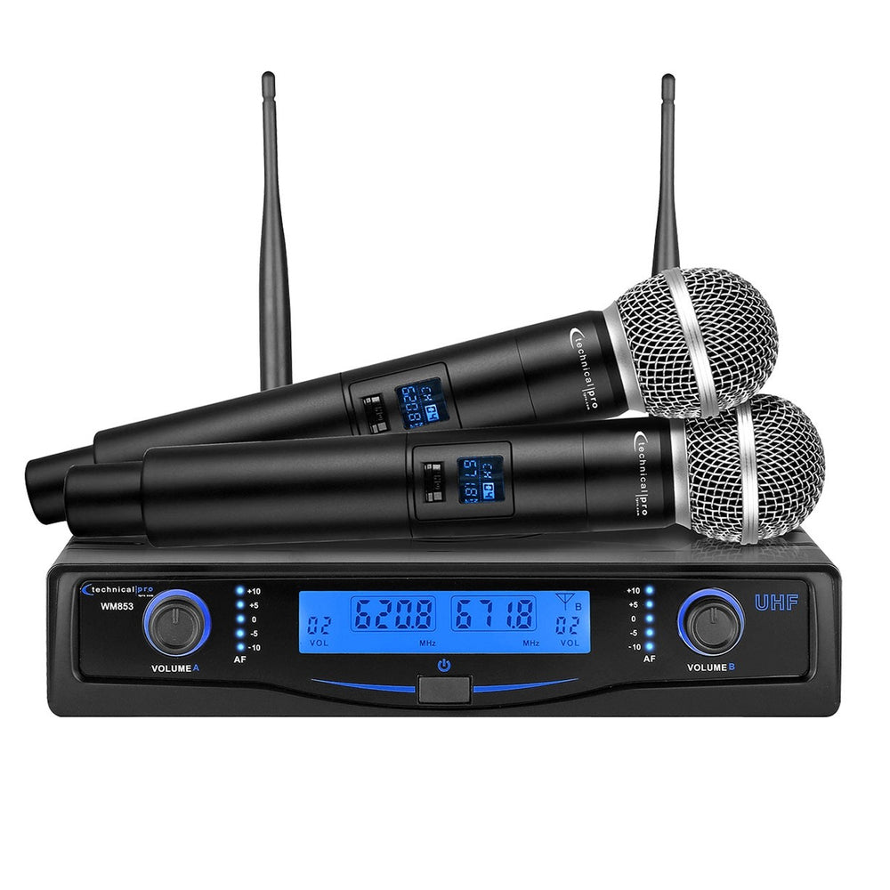 Technical Pro Professional UHF Dual Wireless Microphone System with Ca