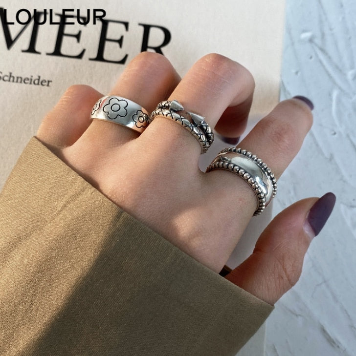 LouLeur 2020 Trend 925 Sterling Silver Ring Design Smooth Opened Adjustable For Women Rings Fashion Fine Jewelry Gifts