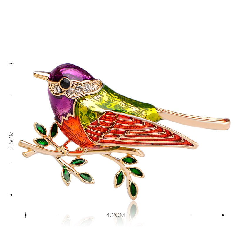 Colorful Enamel Crystal Birds Brooch Pins Scarf Dress Collar Clips Decoration Accessories