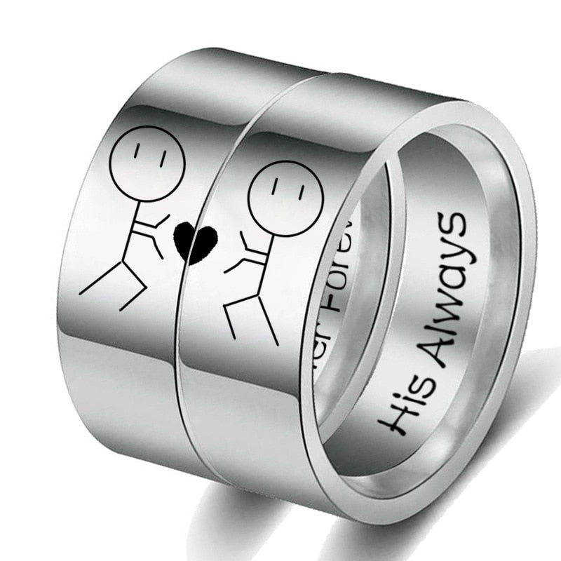 Women His Queen Stainless steel Ring Silver Color Simple Design Her King Couple Ring Wedding Ring for Female Men