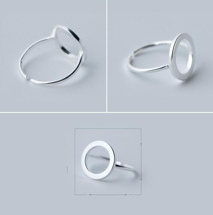 Jisensp Minimalist Jewelry Silver Color Geometric Rings for Women Adjustable Round Triangle Heartbeat Finger Ring bague femme