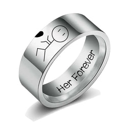 Women His Queen Stainless steel Ring Silver Color Simple Design Her King Couple Ring Wedding Ring for Female Men